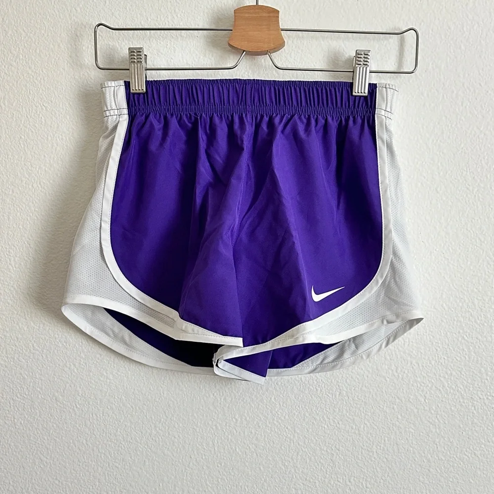 Nike Purple White Dri-FIT Brief-Lined Athletic Running Shorts Size XS